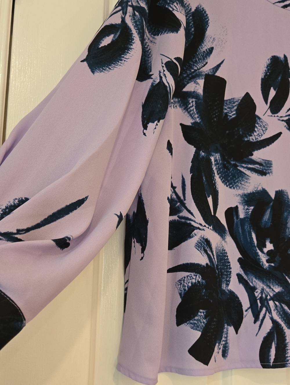 Worthington Petite Large Lavender Floral Blouse Women's Long Sleeve - Picture 4 of 13